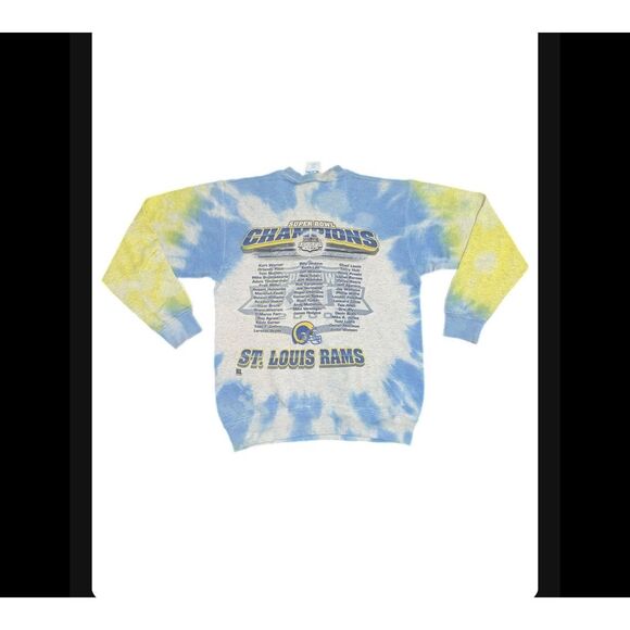 Vintage 2000 St. Louis Rams Super Bowl Champs Tie-Dye Sweater - Picture 2 of 5